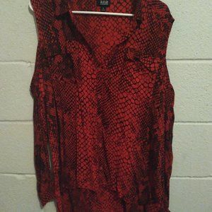 Red/ Black snake print cold shoulder top